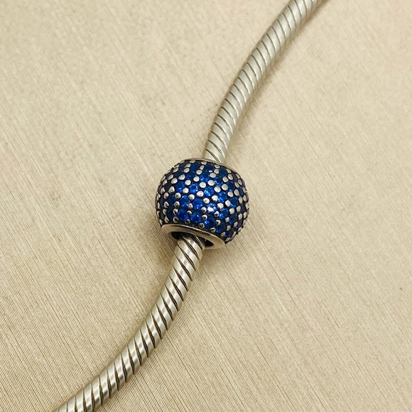 EUC Pandora 791051NCB Sterling Silver Pave Lights Charm w/ Blue Nano Crystal - Picture 7 of 13